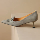 'Philippa' genuine suede shoes with thin pointed toe and fringe