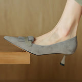 'Philippa' genuine suede shoes with thin pointed toe and fringe