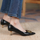 'Lynn' Pointed Toe Genuine Leather Pumps