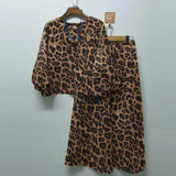 'Dalora' Leopard Print Pants and Blouse Suit