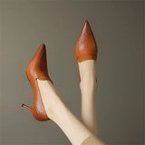 'Yolanda' Pointed Toe Genuine Leather Pumps