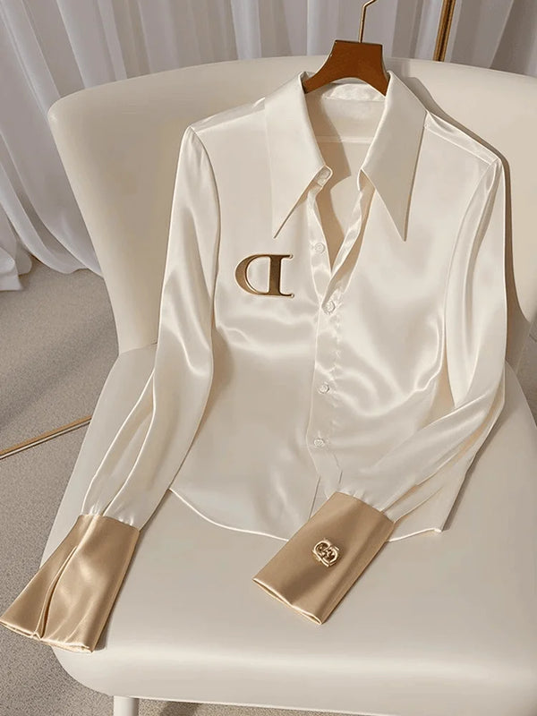 'Gera' White Satin Shirt