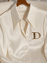 'Gera' White Satin Shirt