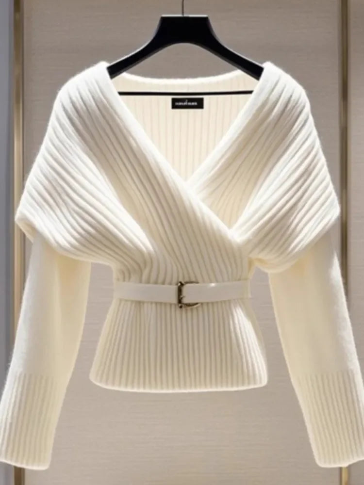 'Raisa' White Asymmetrical  Sweater