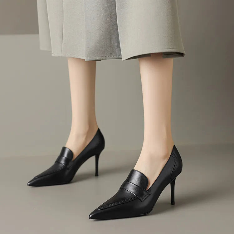 'Yolanda' Pointed Toe Genuine Leather Pumps