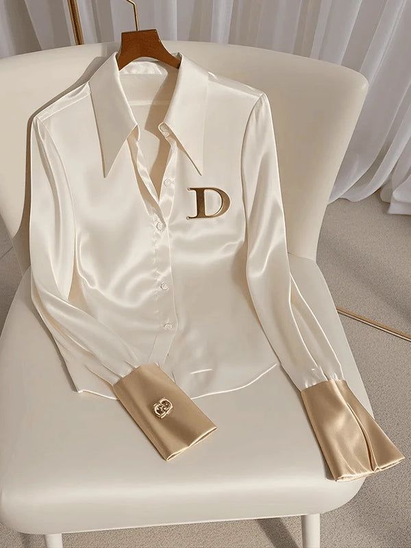 'Gera' White Satin Shirt