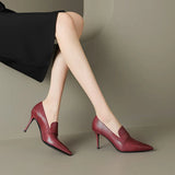 'Yolanda' Pointed Toe Genuine Leather Pumps