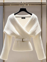 'Raisa' White Asymmetrical  Sweater