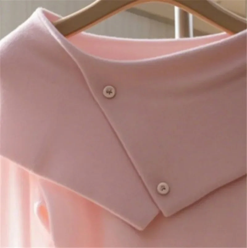 'Denia'  Pink Asymmetry Cashmere Sweater