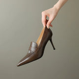 'Yolanda' Pointed Toe Genuine Leather Pumps