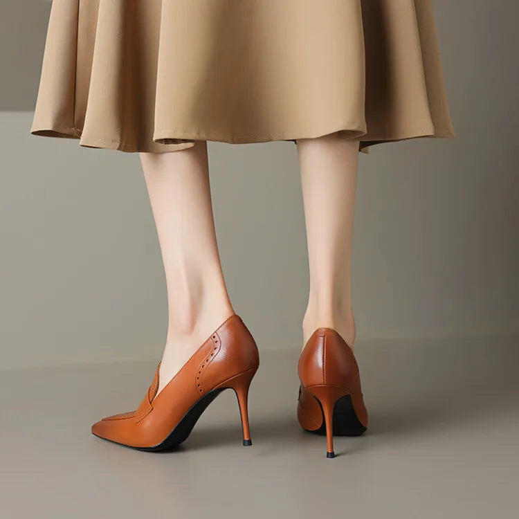 'Yolanda' Pointed Toe Genuine Leather Pumps