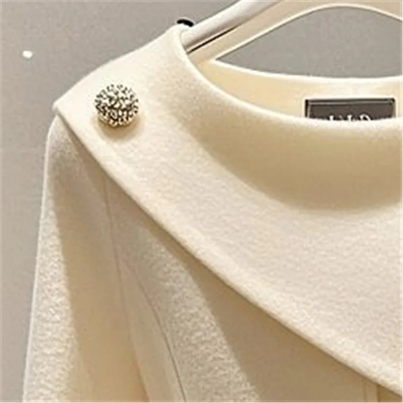 'Ernesta' White Asymmetrical Neckline Blazer with Elegant Buttons