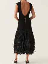 'Sorenta' Knitted Evening Dress with tassels