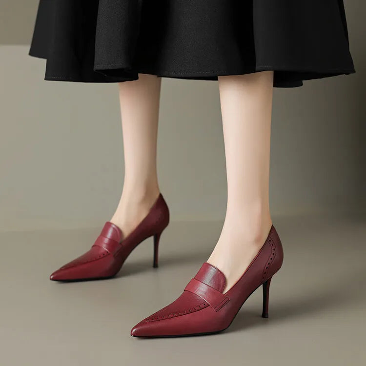 'Yolanda' Pointed Toe Genuine Leather Pumps