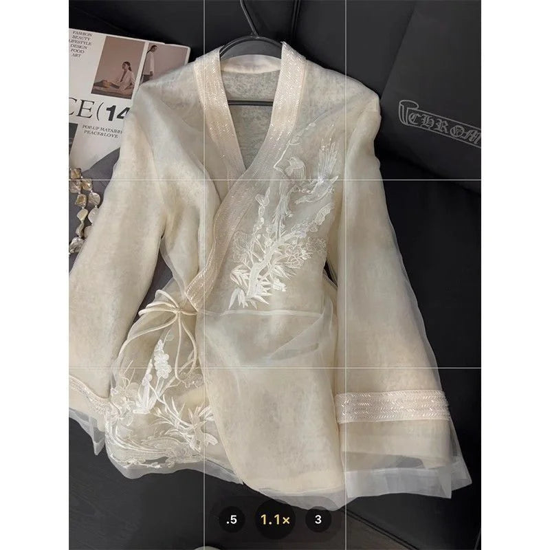 'Imma' Vintage Embroidered Organza Cardigan