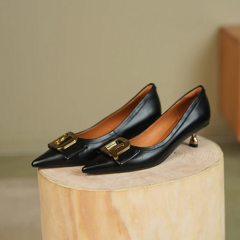 'Lynn' Pointed Toe Genuine Leather Pumps