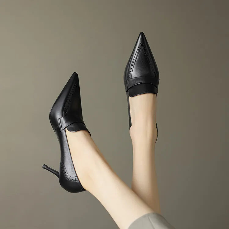 'Yolanda' Pointed Toe Genuine Leather Pumps