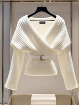 'Raisa' White Asymmetrical  Sweater