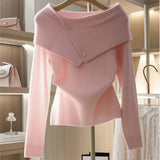 'Denia'  Pink Asymmetry Cashmere Sweater