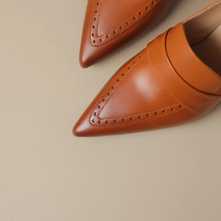 'Yolanda' Pointed Toe Genuine Leather Pumps