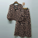 'Dalora' Leopard Print Pants and Blouse Suit