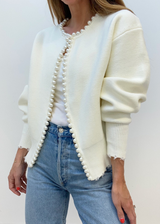'Pearl Buttons' White Cardigan