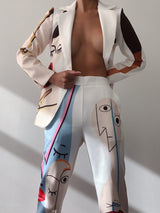 'Print' White Two-Piece Suit