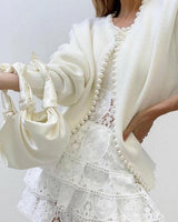 'Pearl Buttons' White Cardigan