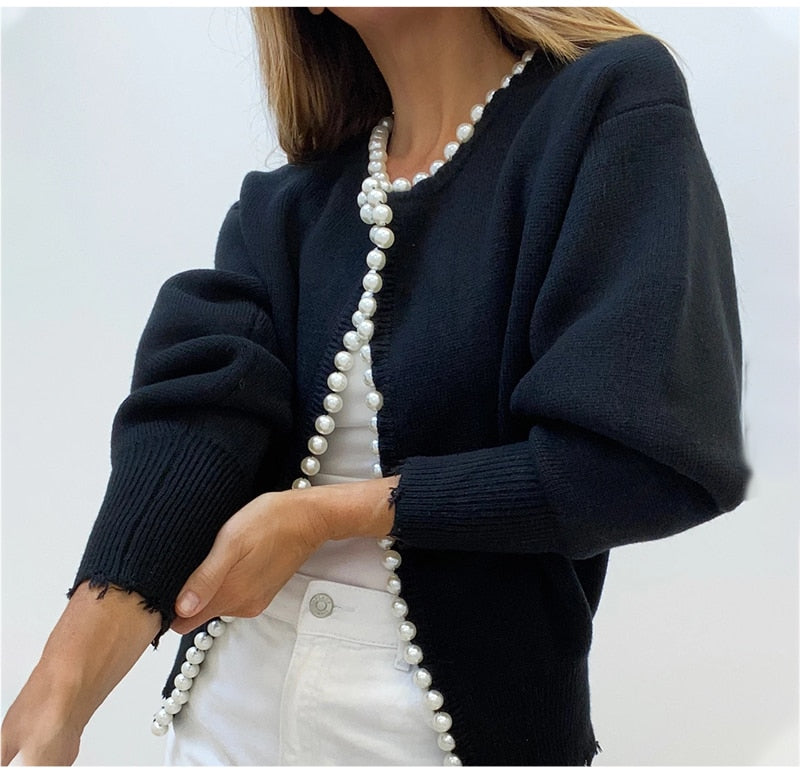 'Pearl Buttons' Black Cardigan