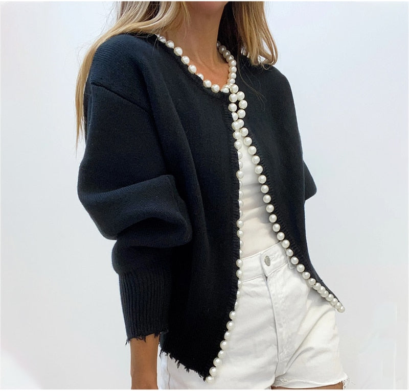 'Pearl Buttons' Black Cardigan