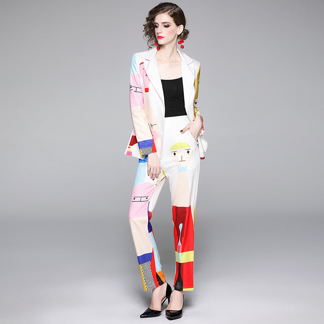 'Print' White Two-Piece Suit